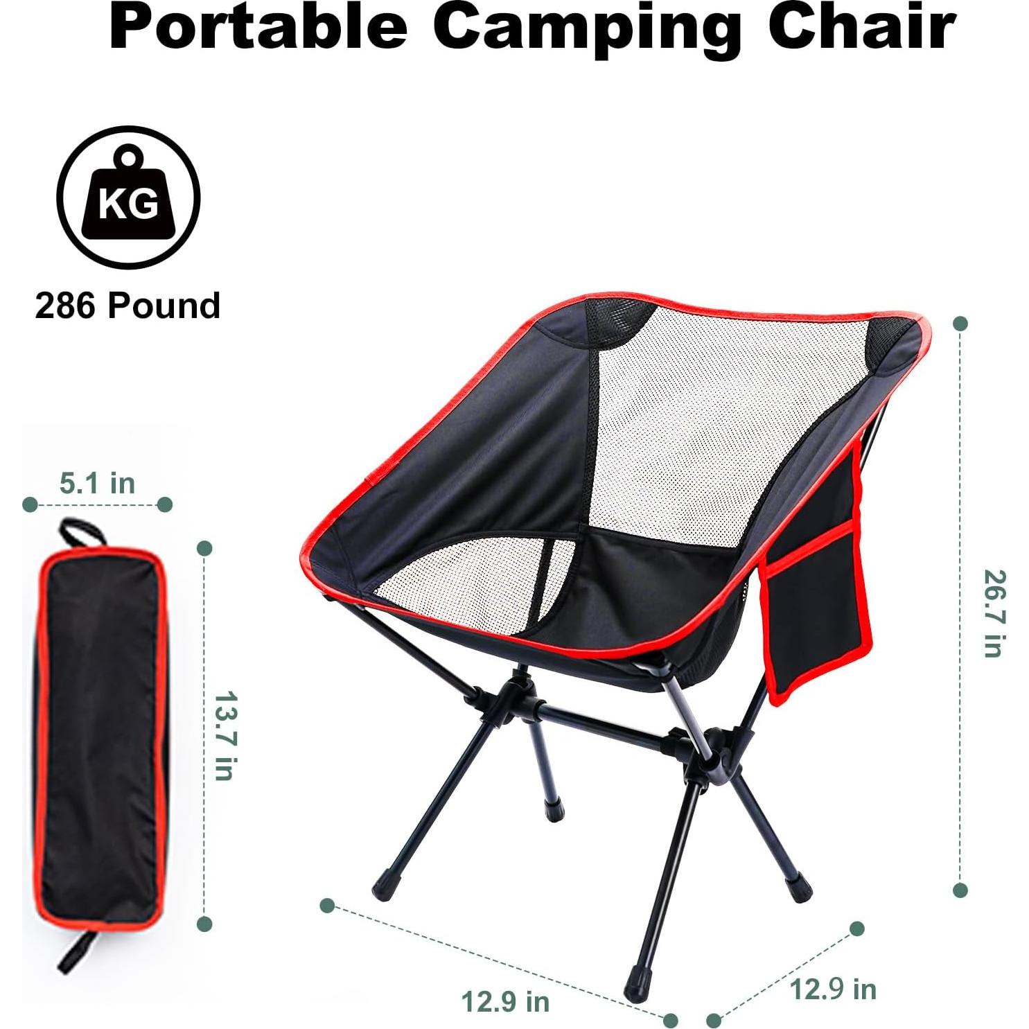 Silla de Camping Plegable Doseno Negra 1.1 kg Soporta 121 kg