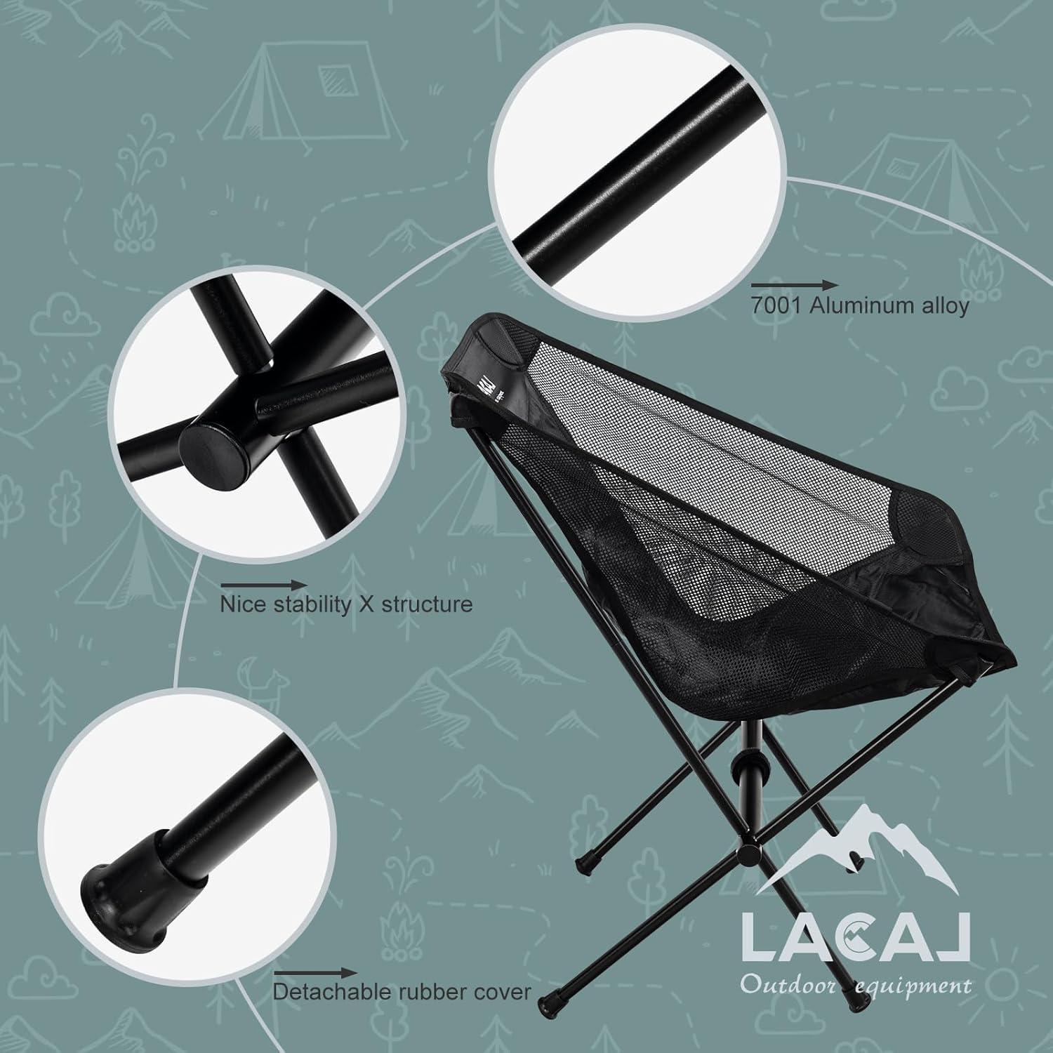 Silla de Camping Plegable G2 GO2GETHER LFC03-1-2 Negra 150kg