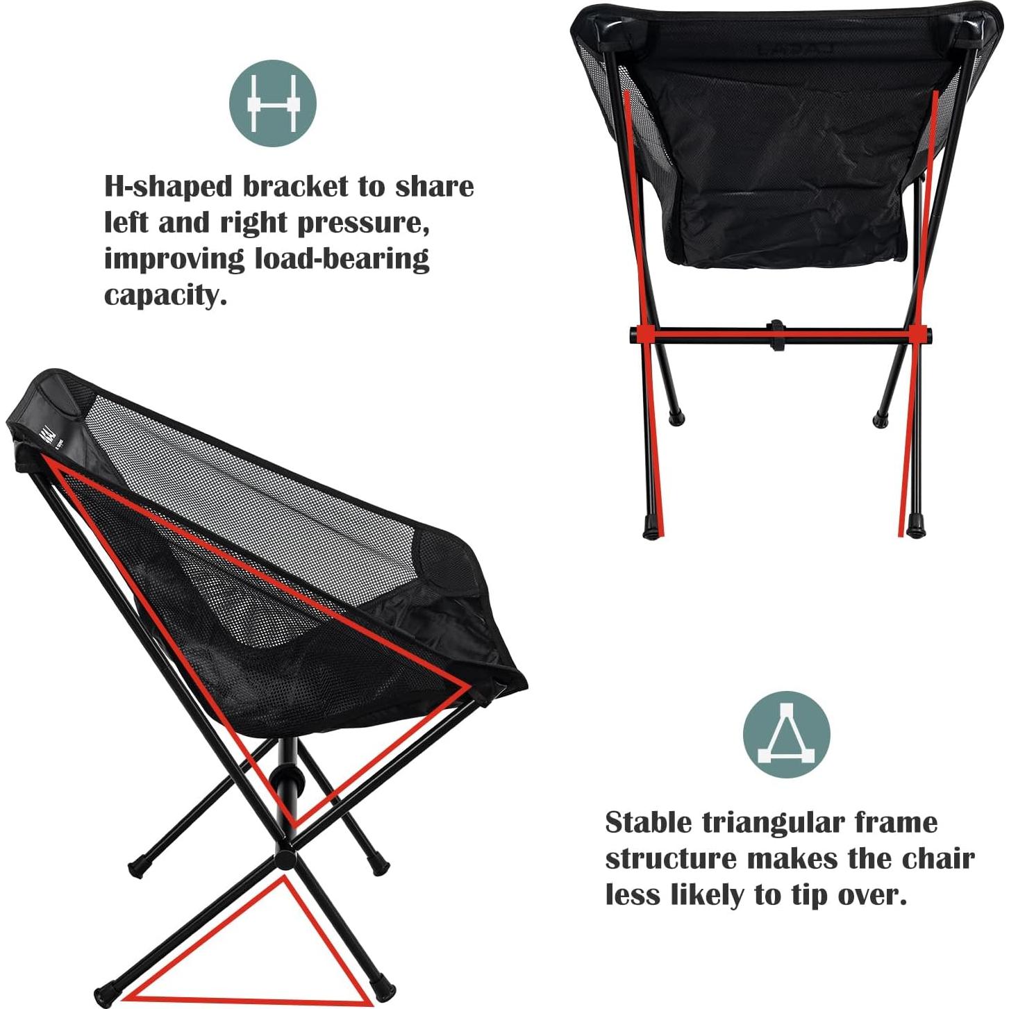 Silla de Camping Plegable G2 GO2GETHER LFC03-1-2 Negra 150kg