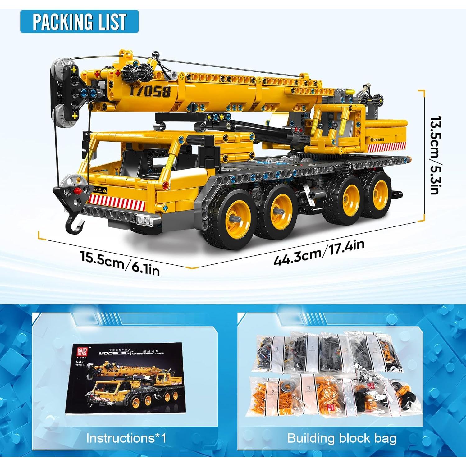 Mould King 17058 Kit de Grúa de Construcción 997 Piezas