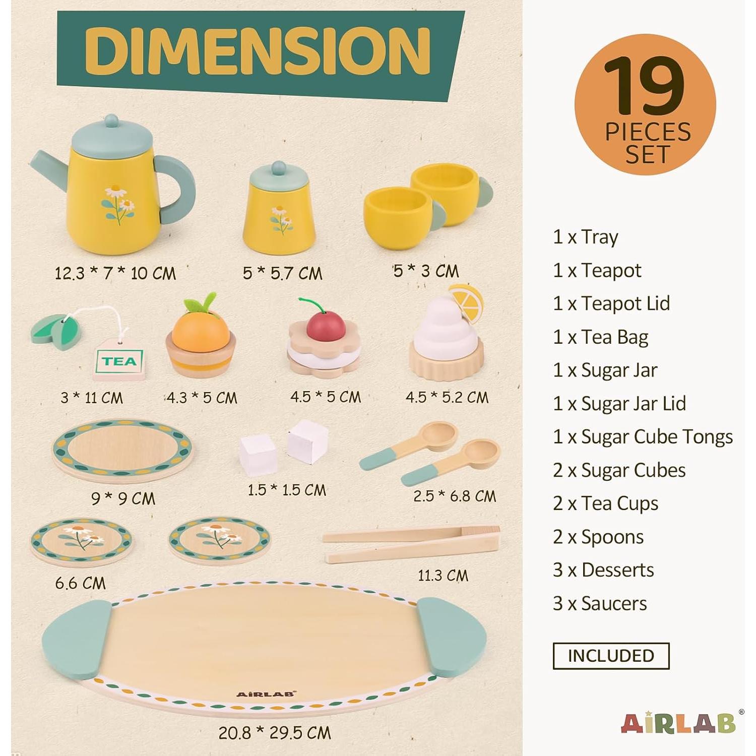 Juego de té de madera Airlab para niños 3 a 5 años