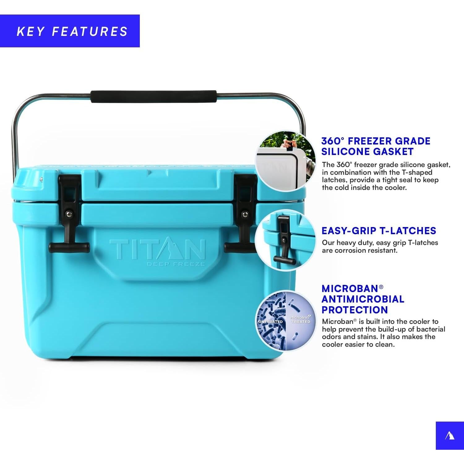 Hielera Titan 20Q Azul con Aislamiento Deep Freeze y Microban