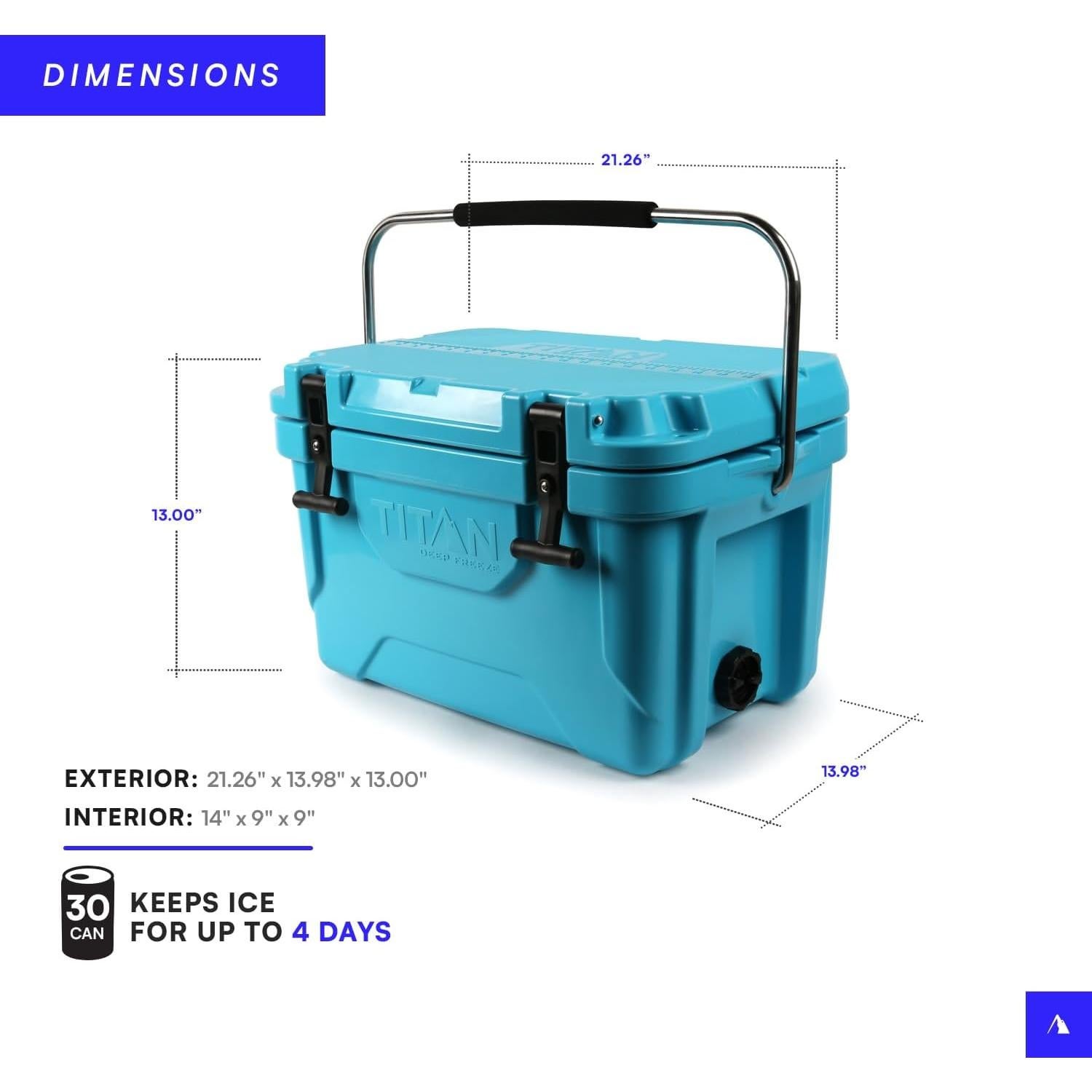 Hielera Titan 20Q Azul con Aislamiento Deep Freeze y Microban