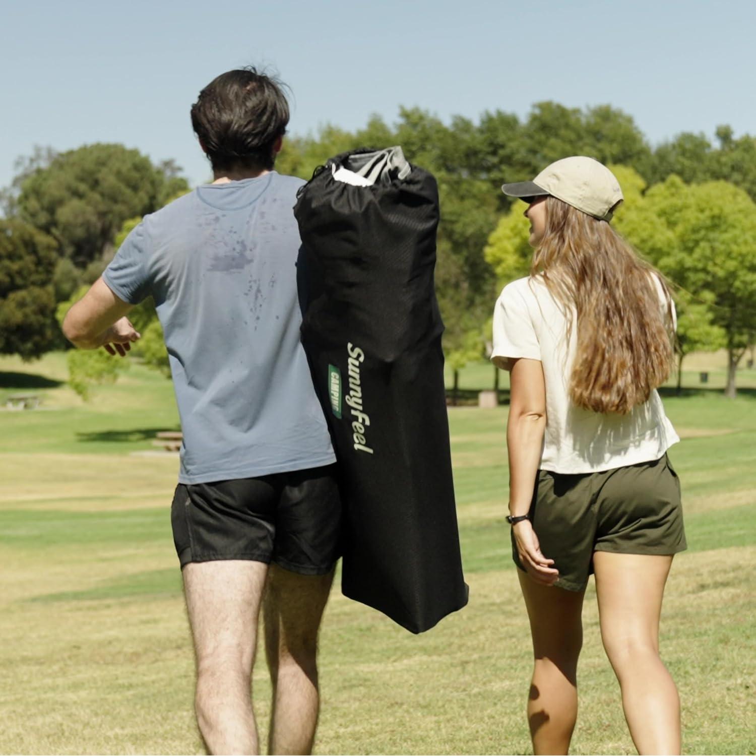 Silla de Camping Doble Plegable SunnyFeel Negra para 2 Personas