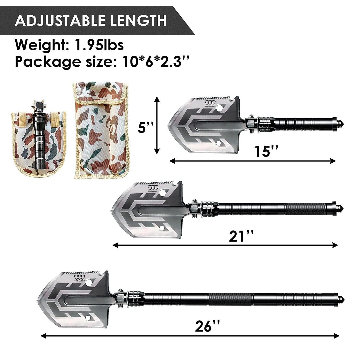 Pala de Camping Gold Armour Plegable Multifuncional 0.88kg