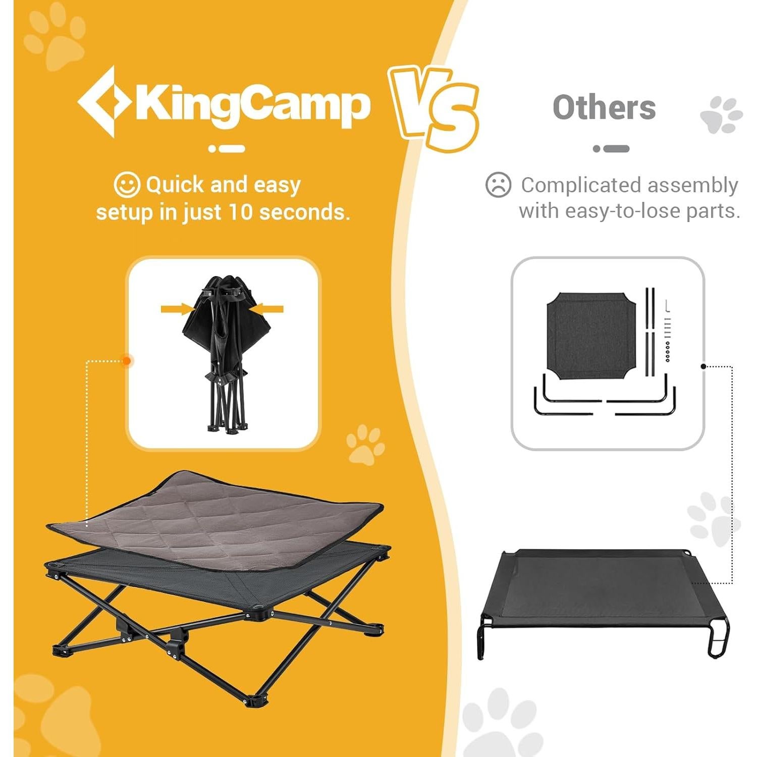 Cama Elevada para Perros Medianos KingCamp 76.7x76.7cm