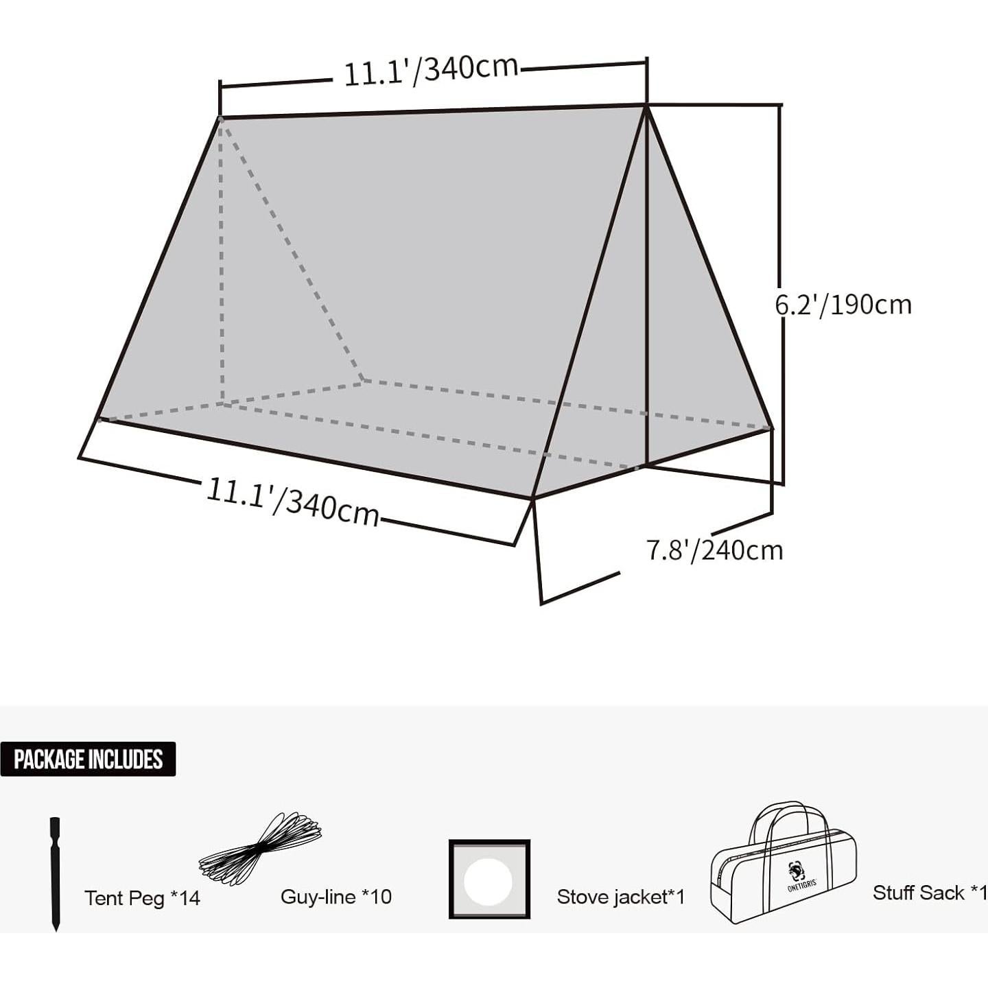 Carpa Caliente OneTigris ROCDOMUS 340x240cm Impermeable