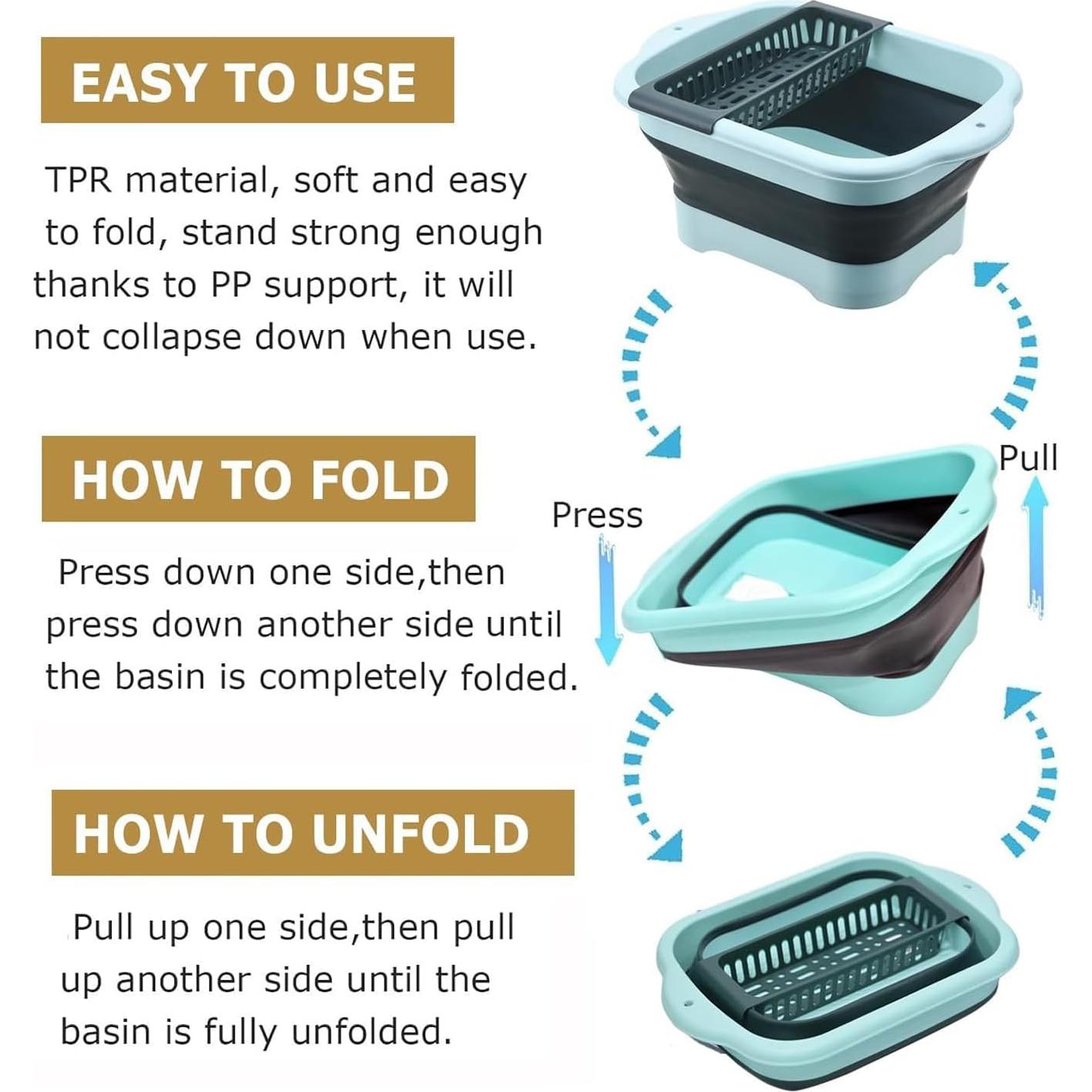 Lavabo Plegable Alltiett 11.28L Verde con Drenaje Pop-Up