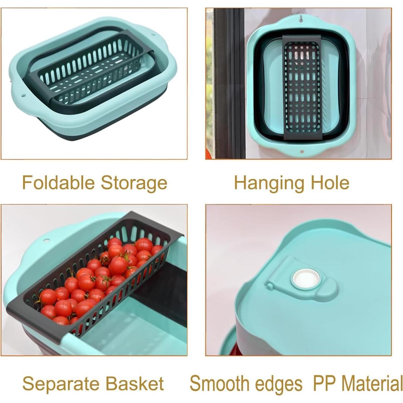 Lavabo Plegable Alltiett 11.28L Verde con Drenaje Pop-Up