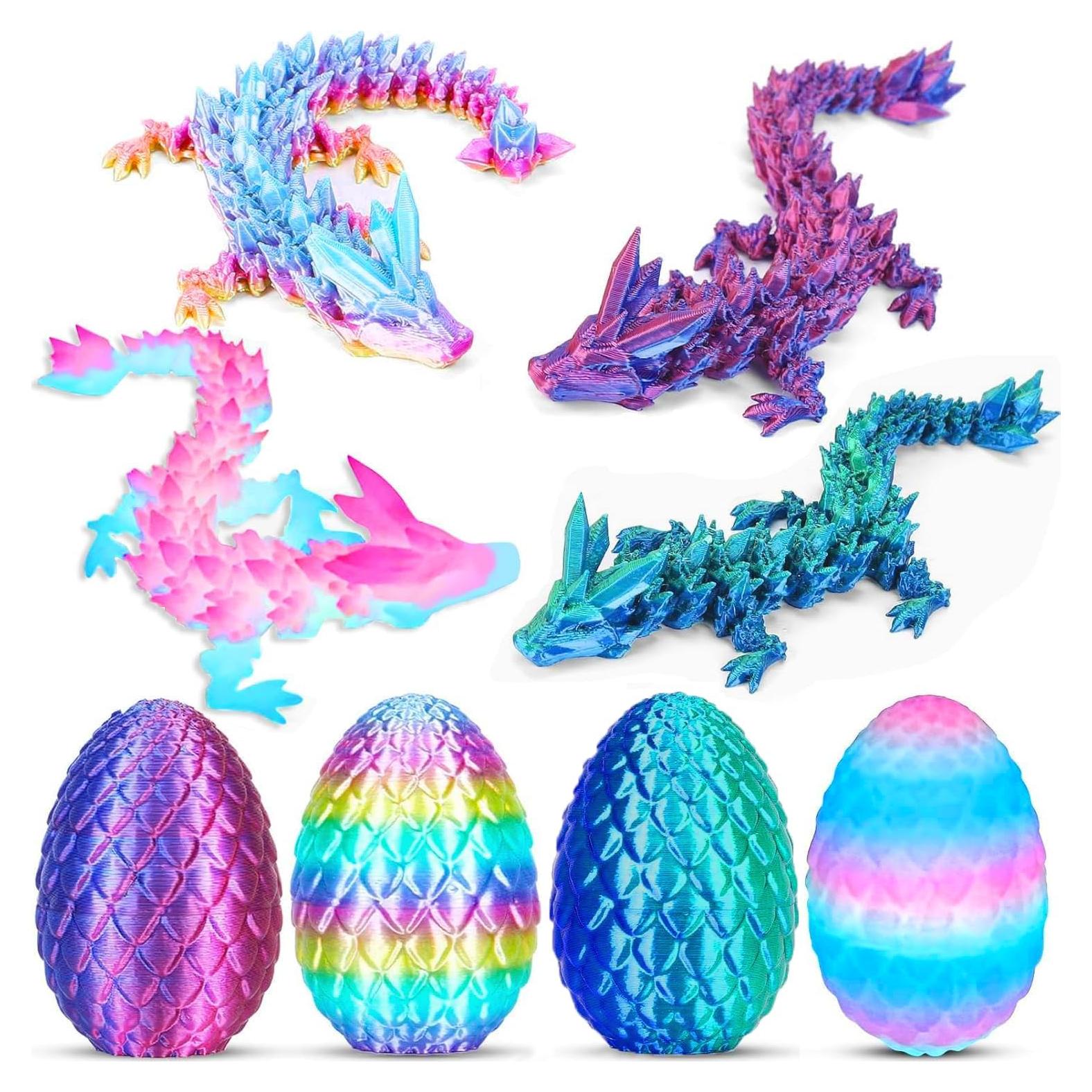 4 Huevos de Dragón Impresos en 3D Ivrmtal Coloridos