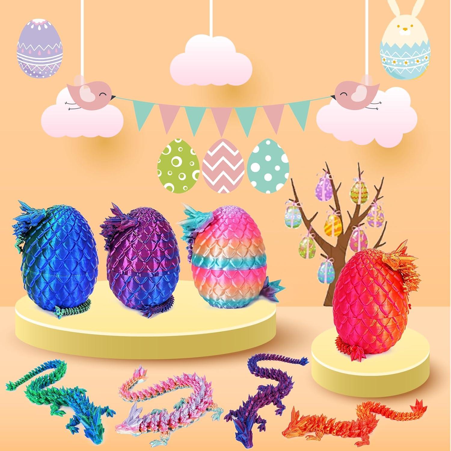 4 Huevos de Dragón Impresos en 3D Ivrmtal Coloridos