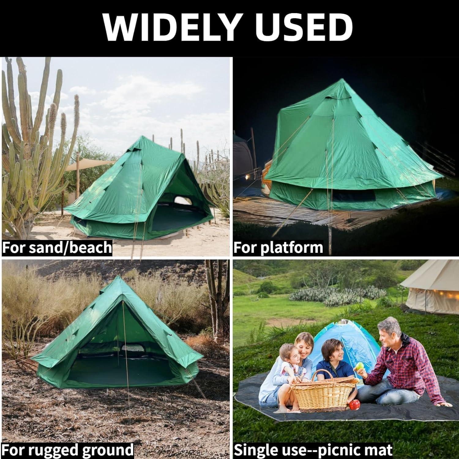 DANCHEL OUTDOOR Bell Tent Footprint Waterproof Round Tarp Ground Sheet for Yurt Tent Glamping Tent Camping Accessories, 4M/13ft, Black,Universal