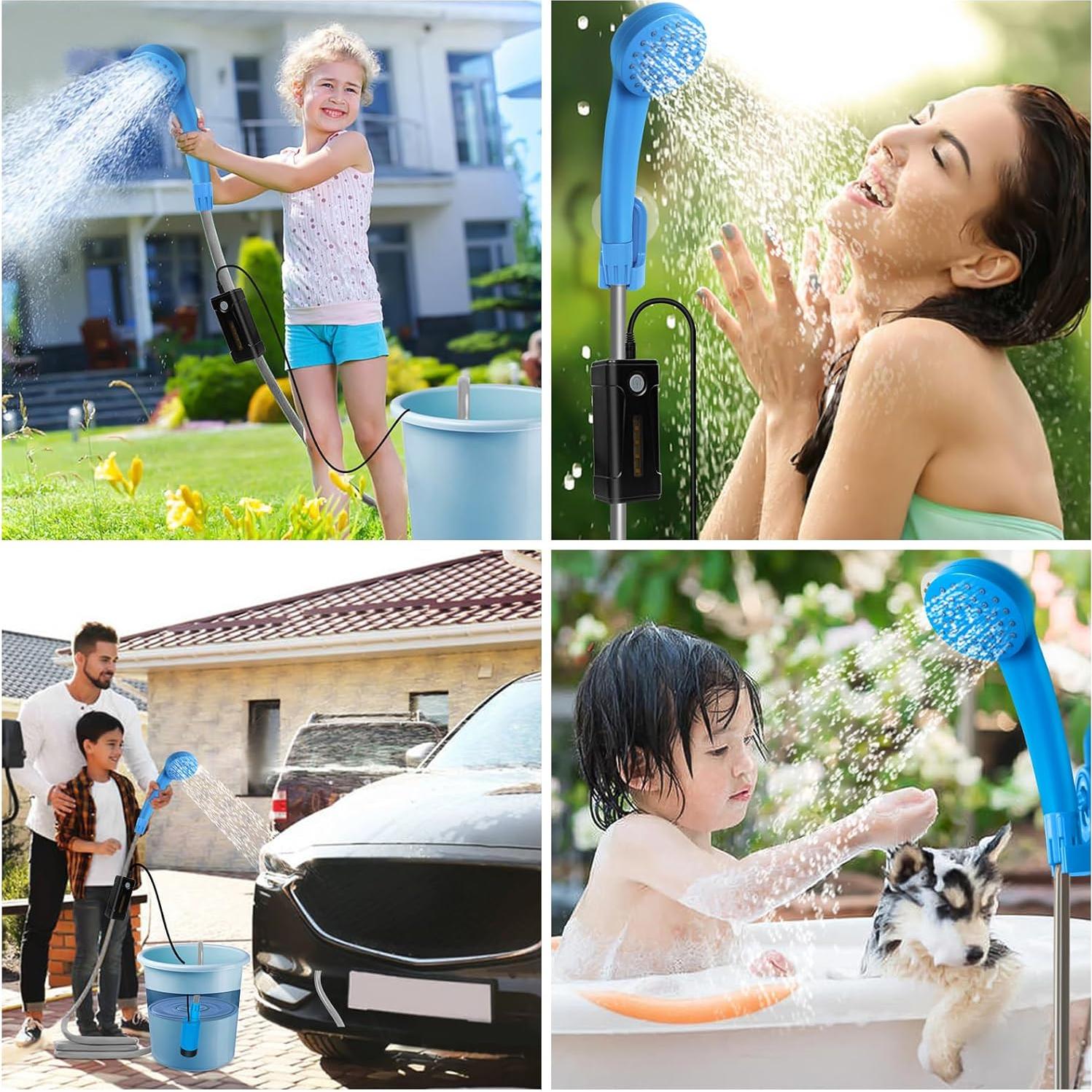 Ducha Portátil AZXJC con Iluminación LED y Batería 2.8x9.5 in