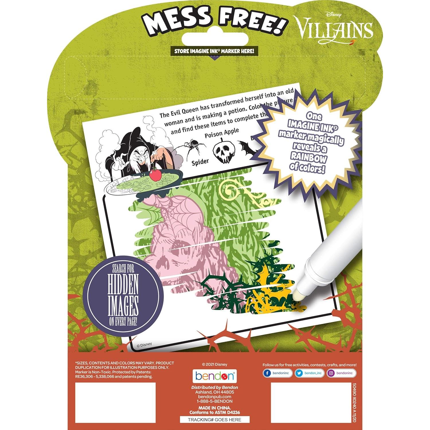 Libro para Colorear Disney Villanos Bendon 50490 con Marcador