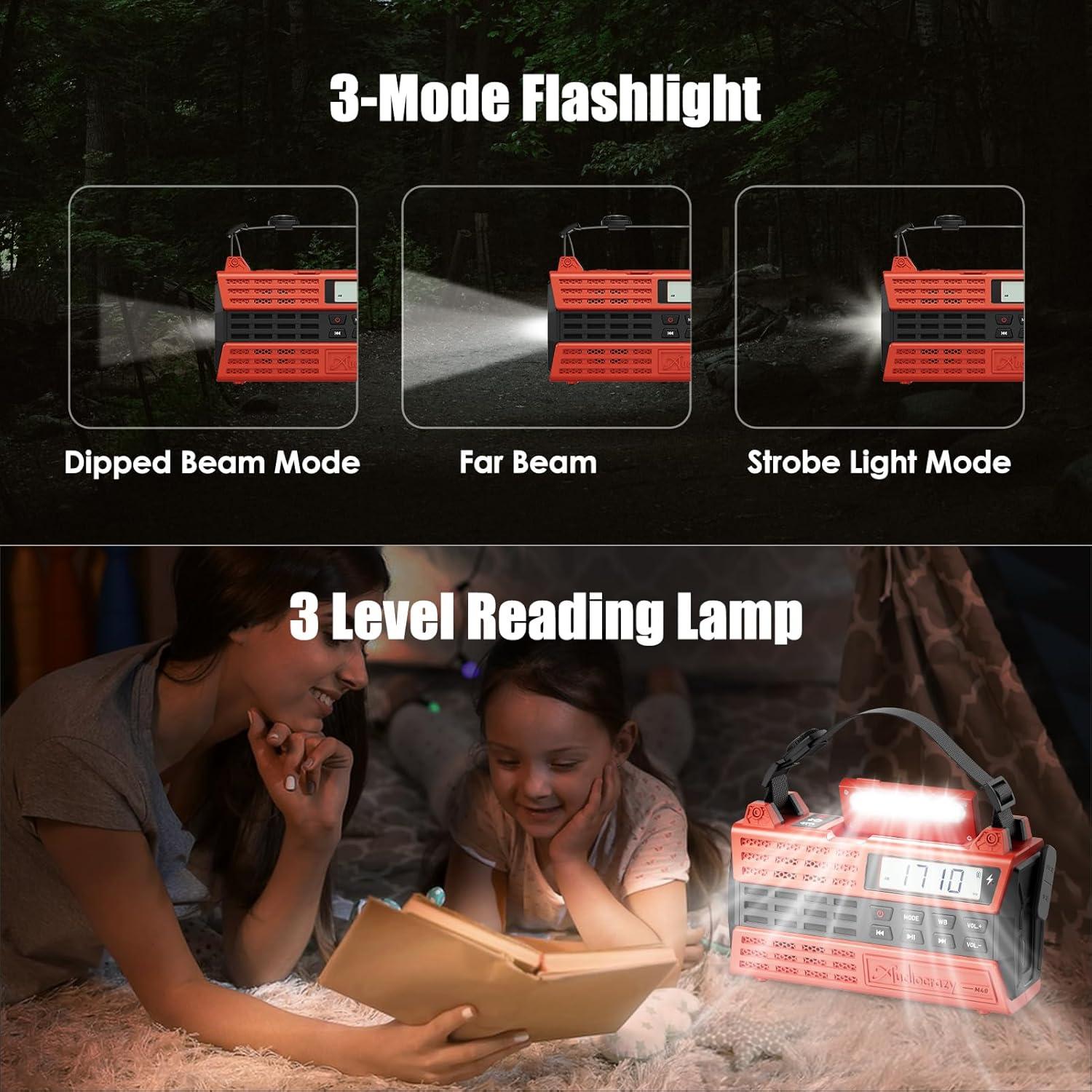 Radio de Emergencia Audiocrazy AM/FM/NOAA 5000mAh Solar Manivela