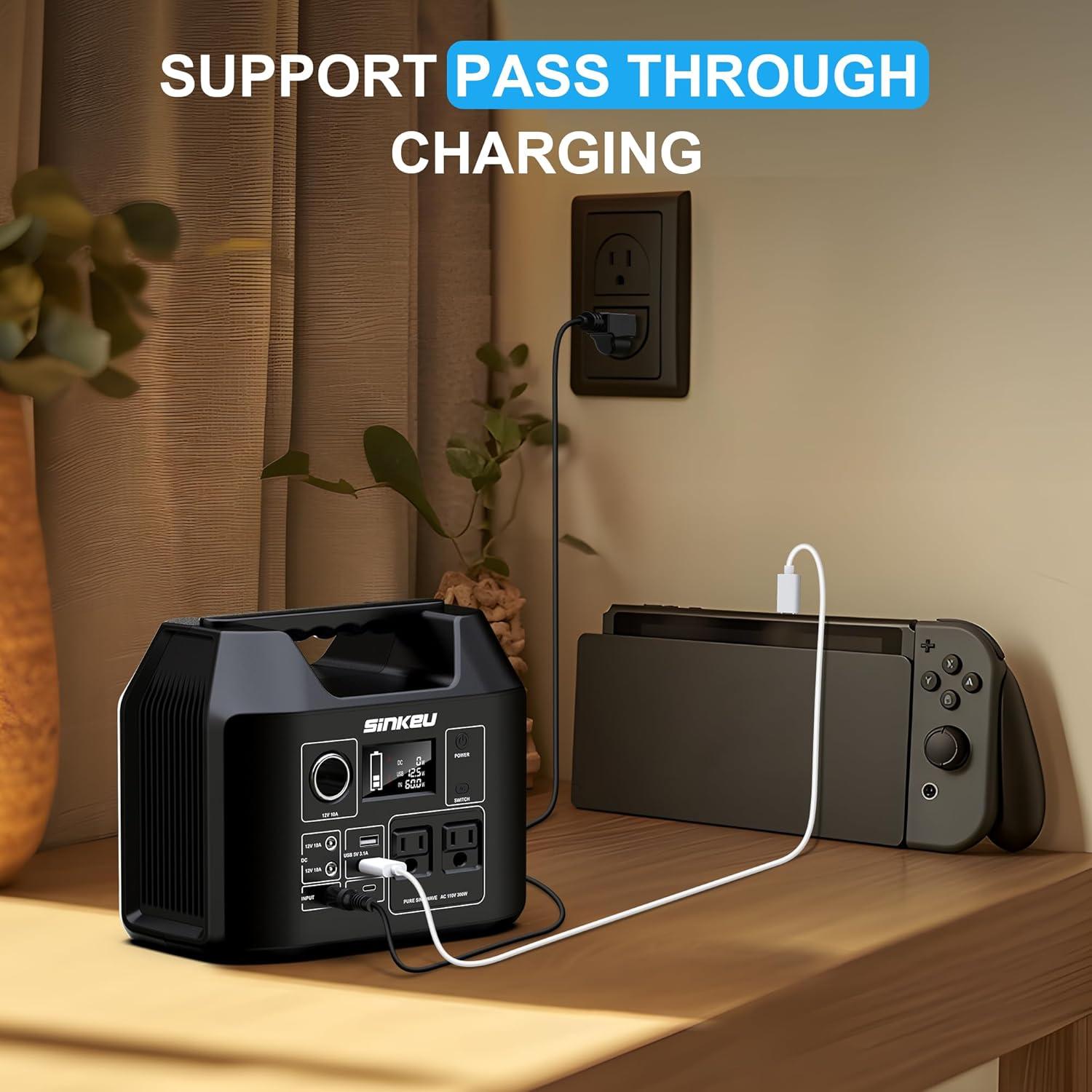 Estación de Energía Portátil SinKeu E300, Batería LiFePO4 256Wh