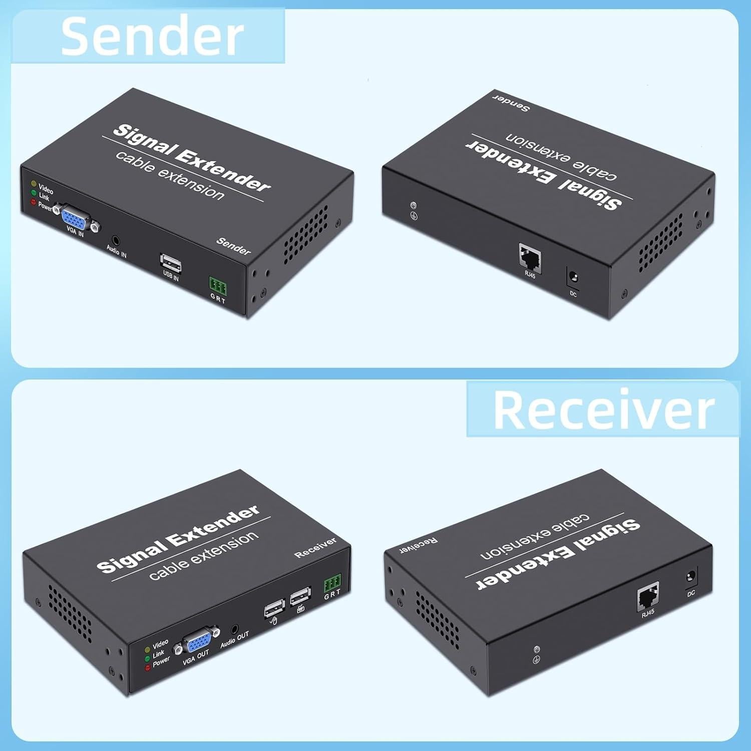 Extensor KVM VGA Torileaf 120m 1080P USB 2.0 Audio 3.5mm