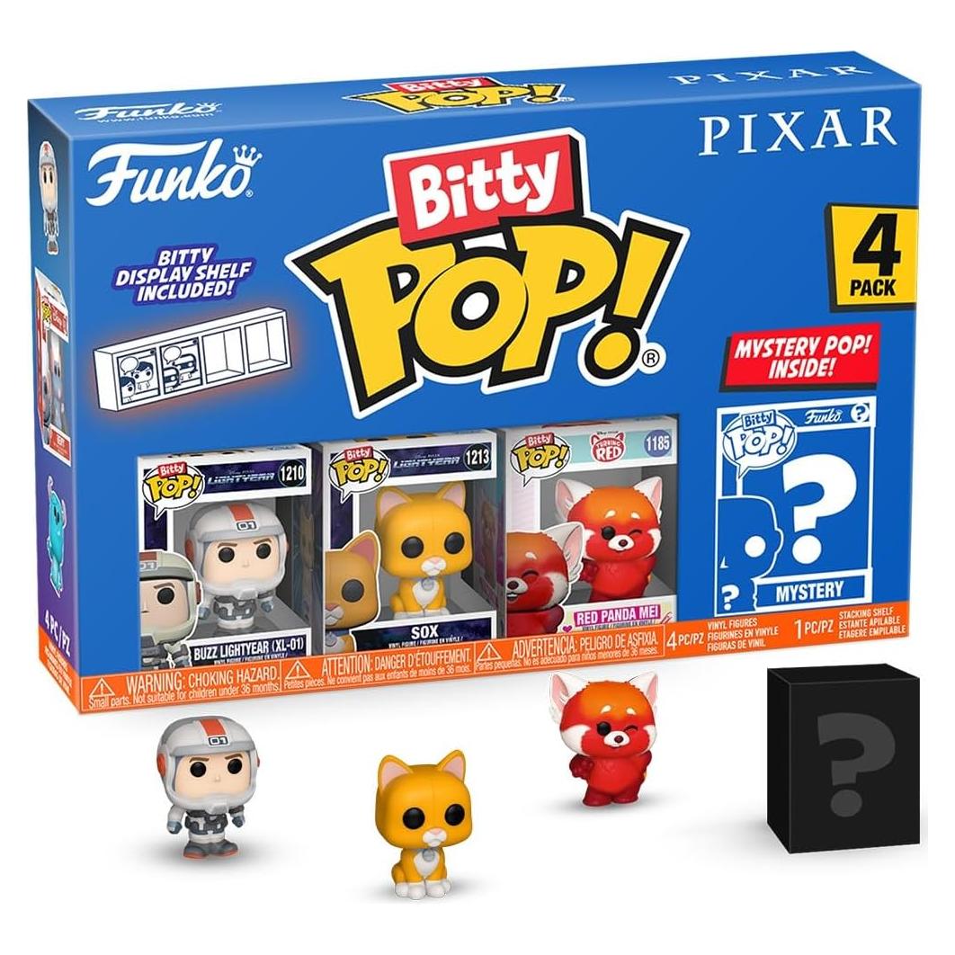 Funko Pop Bitty Pixar 4-Pack - Buzz Lightyear, Sox, Panda Rojo Mei