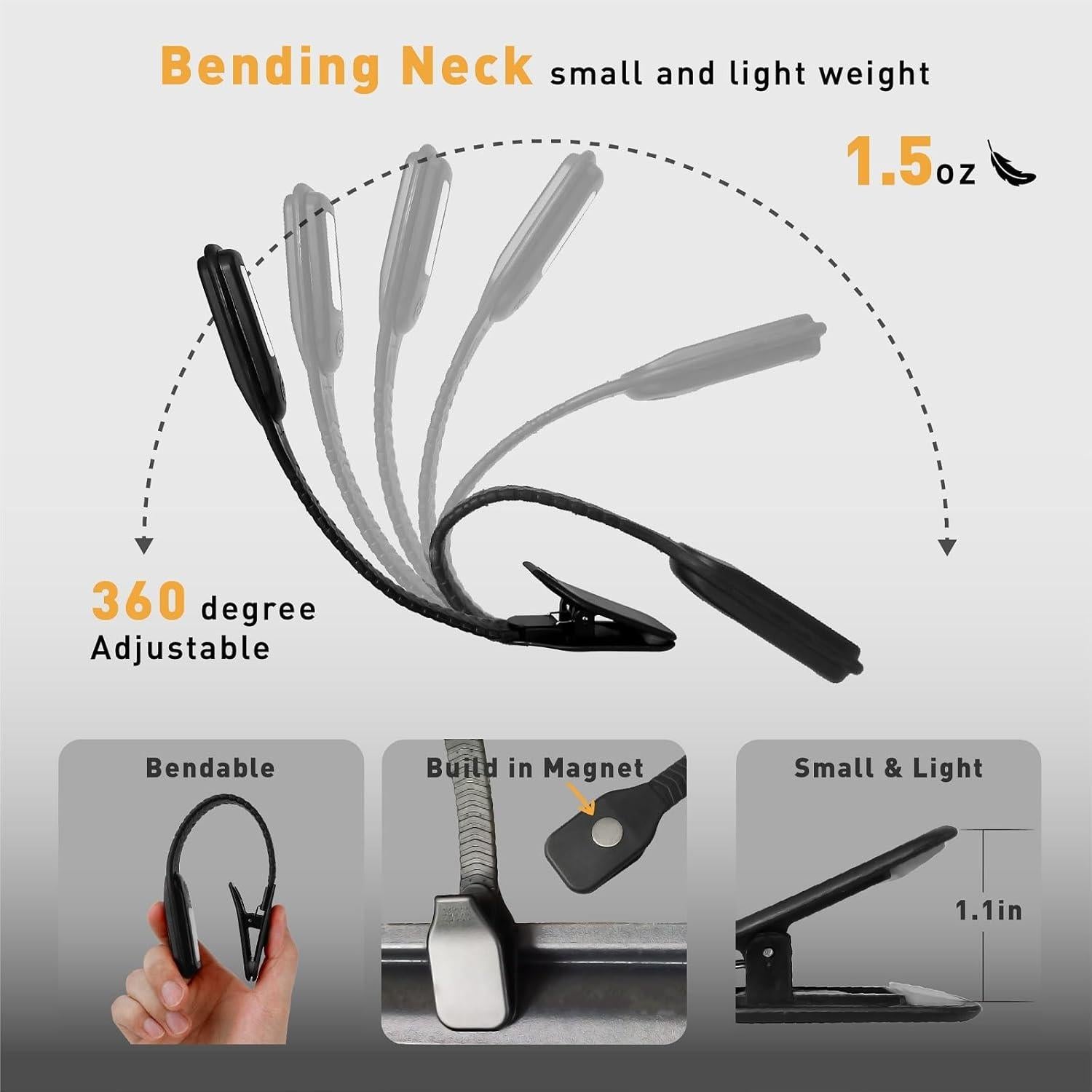 Luz de Lectura LED Radixium AI4500BM, Recargable, 3 Temperaturas