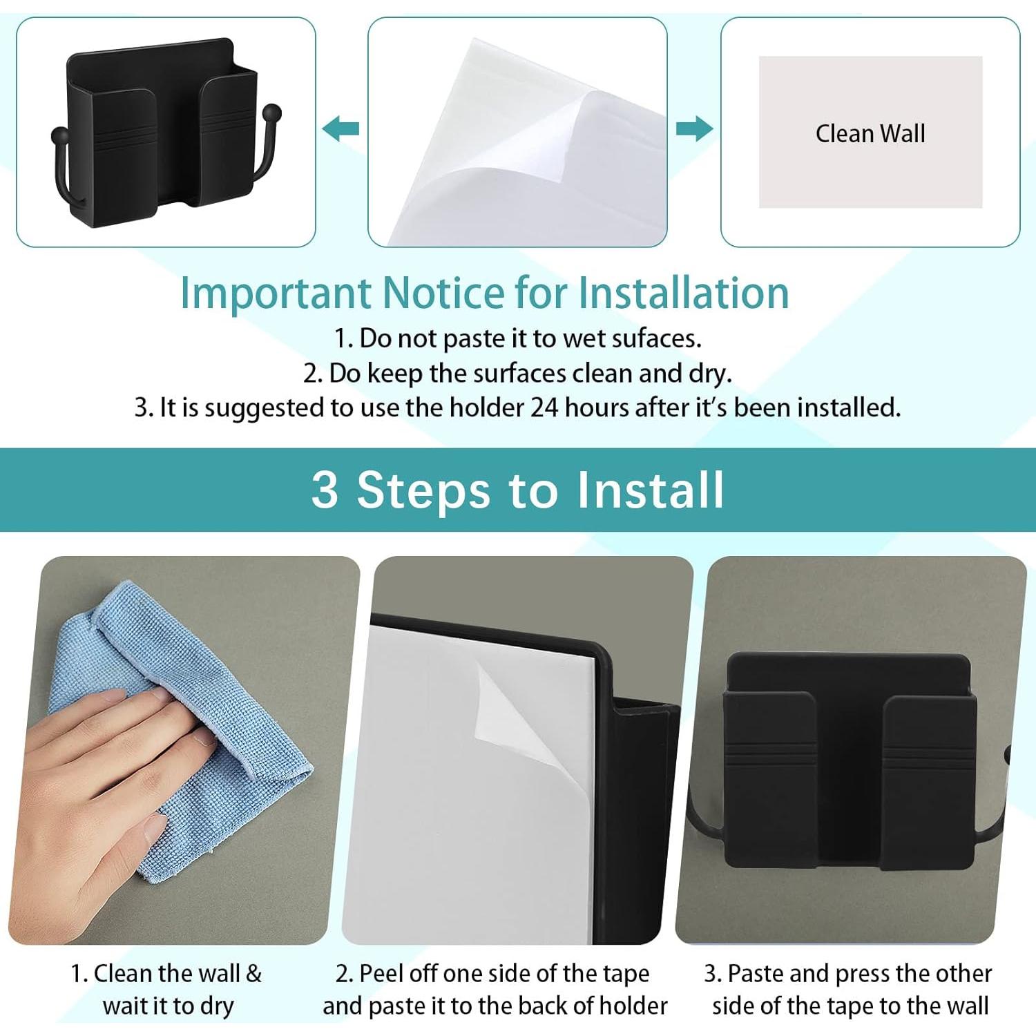 Soporte de Teléfono Montaje en Pared Jetec 6 Pcs Negro