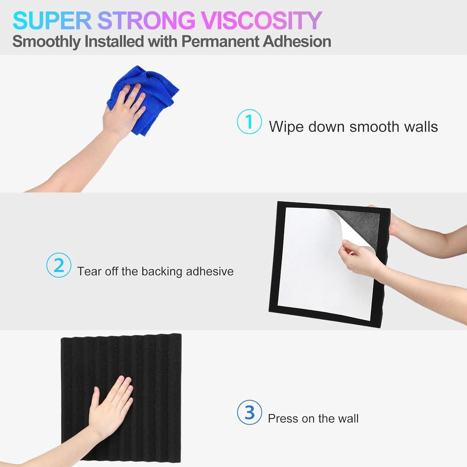 Paneles Acústicos JBER 12 Pack 30x30cm Autoadhesivos Negro