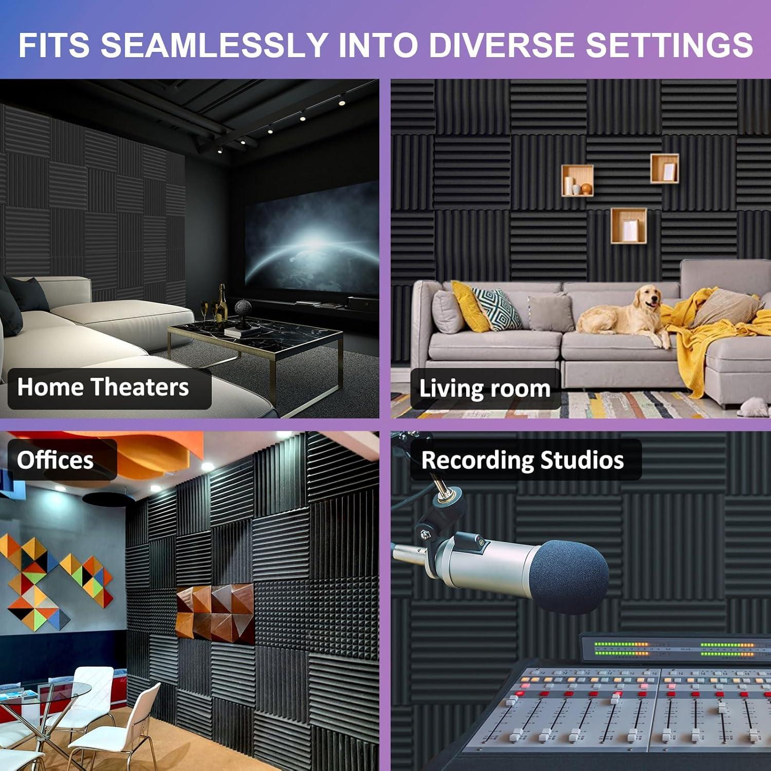 Paneles Acústicos JBER 12 Pack 30x30cm Autoadhesivos Negro