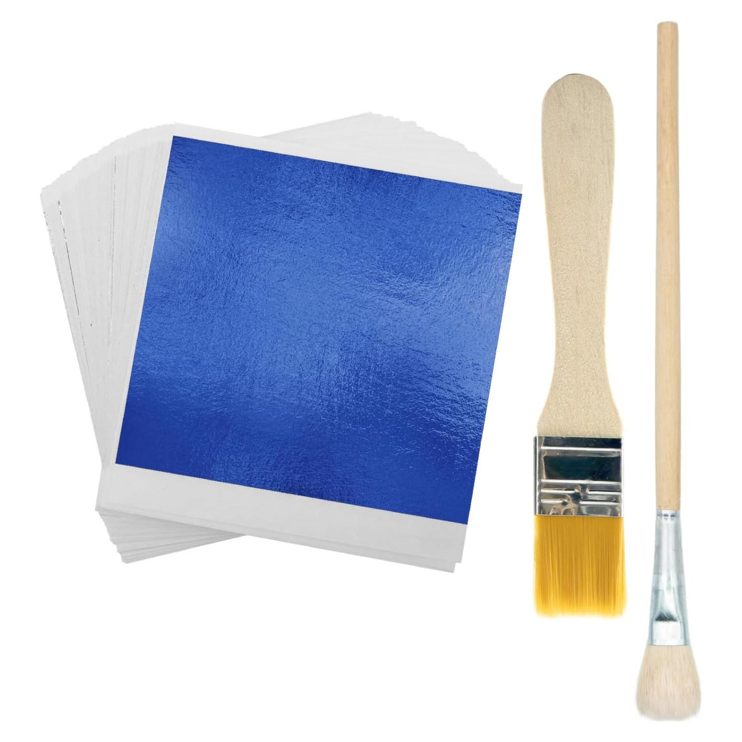 Hojas de Oro Imitación KZZDNN 100 Piezas 8.9x8.9 cm Azul