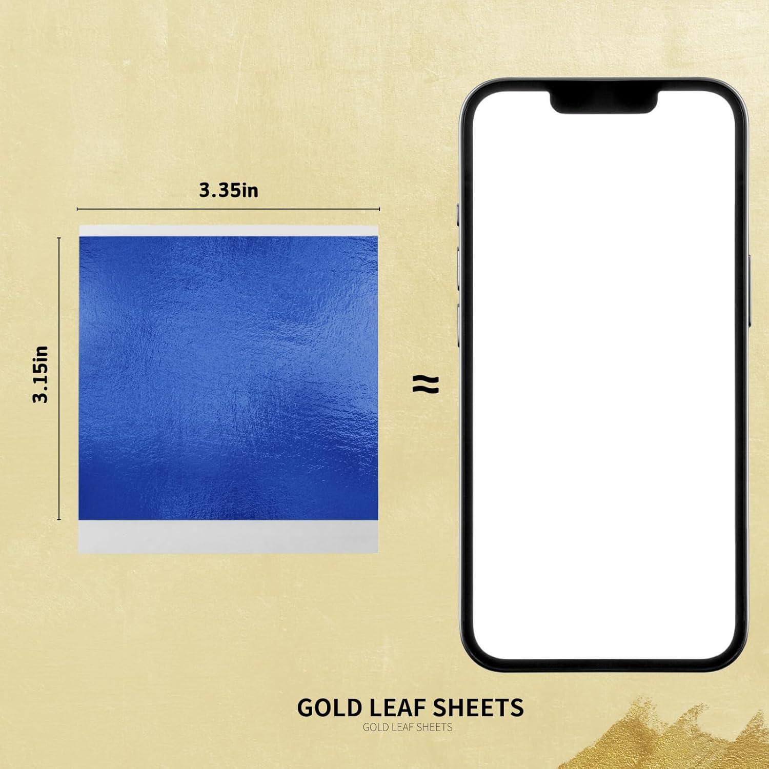 Hojas de Oro Imitación KZZDNN 100 Piezas 8.9x8.9 cm Azul