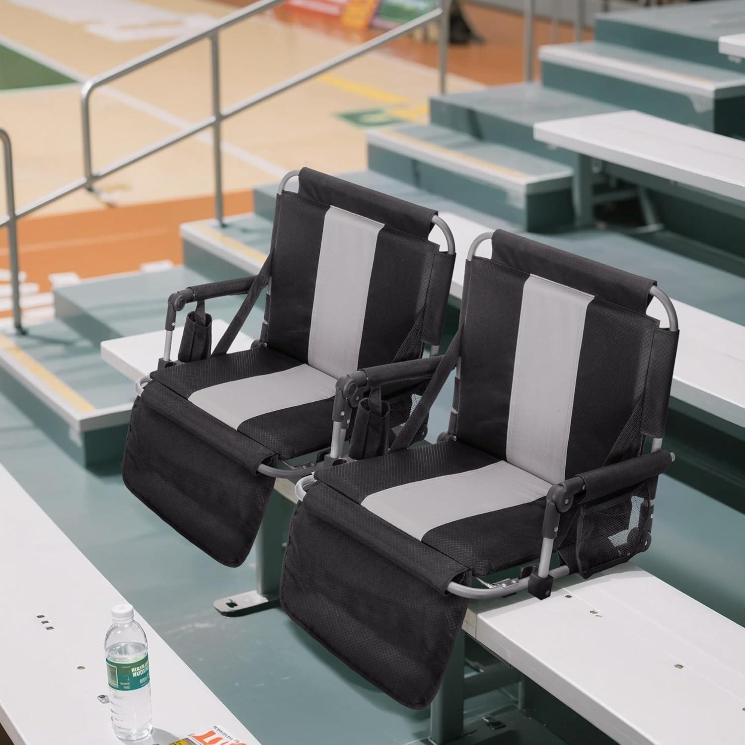 Silla de Estadio Plegable GREEN PARTY con Reposabrazos y Portavasos