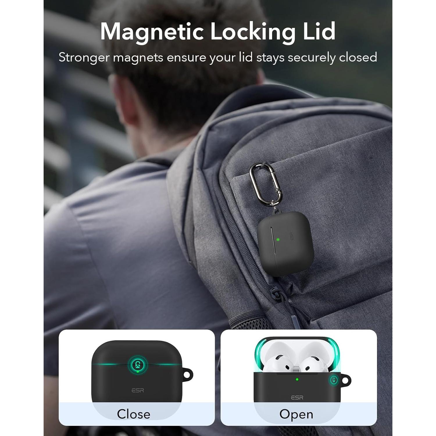 Funda de Silicona ESR para AirPods 4 (2024) USB-C, Negra