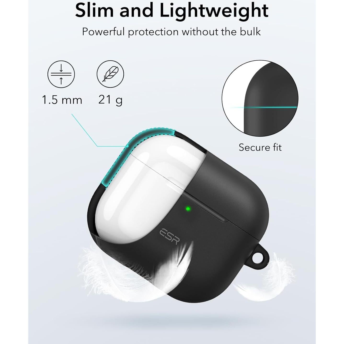 Funda de Silicona ESR para AirPods 4 (2024) USB-C, Negra