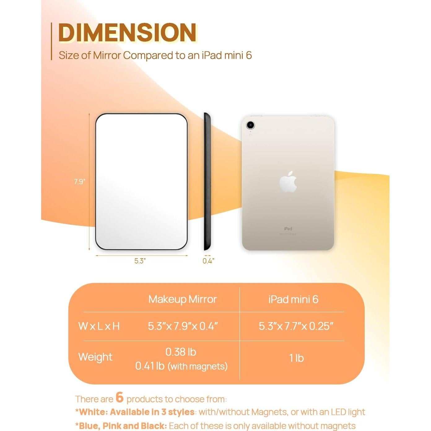 Espejo de Maquillaje OMIRO Negro 20.3x12.7 cm Plegable