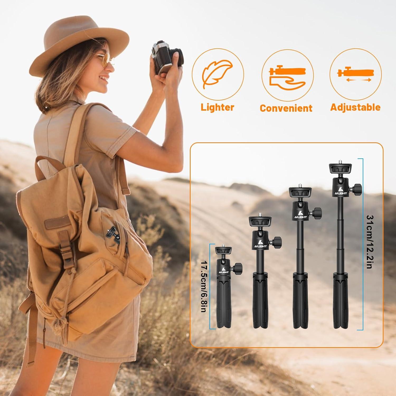 Trípode Mini Ailight 39 cm para iPhone y Cámara - Negro