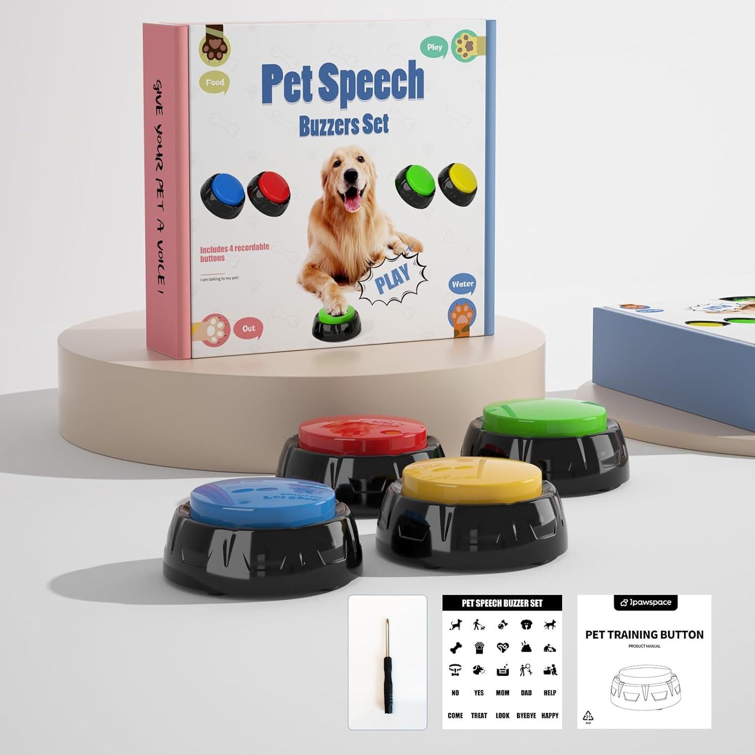 Botones de Grabación de Voz para Mascotas ipawspace - Set de 4