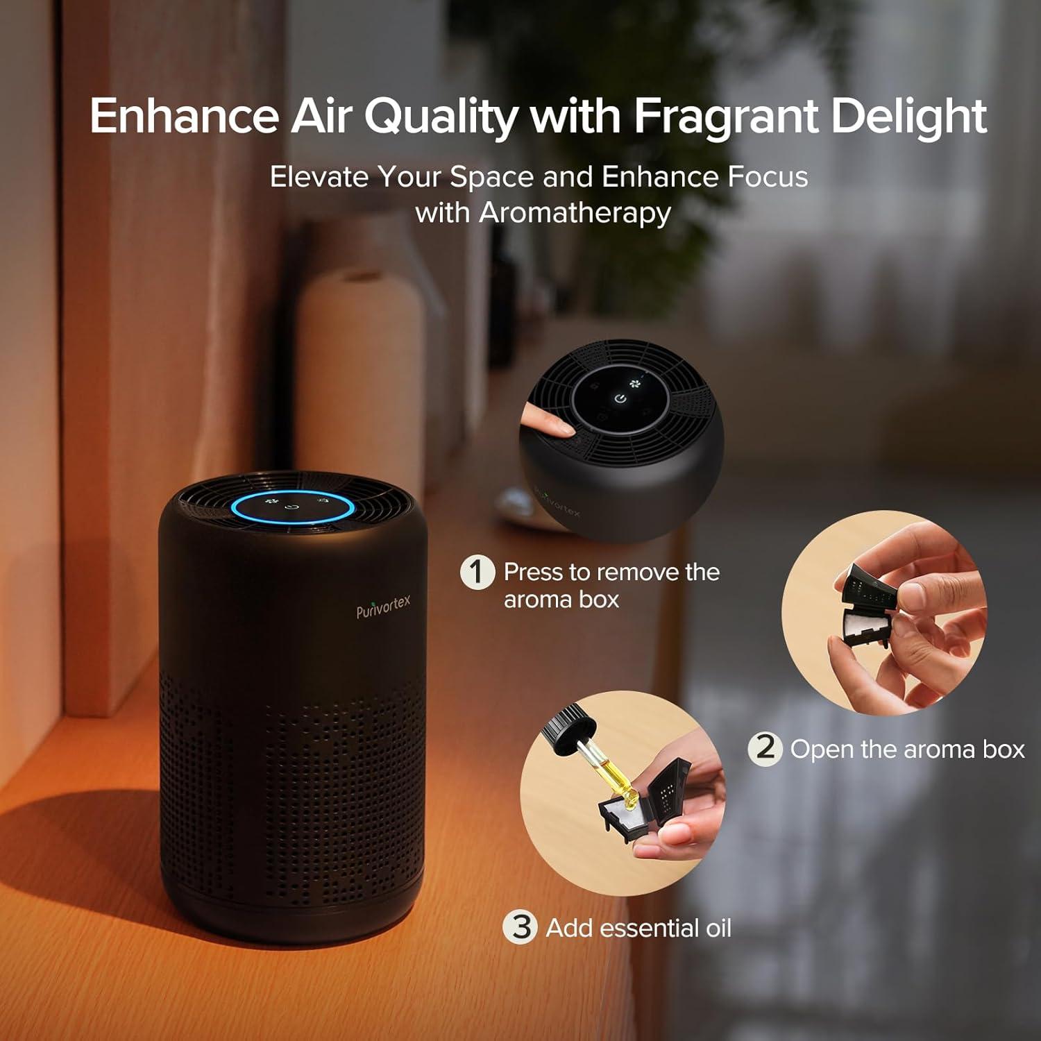 Purificador de Aire HEPA AC300 - Portátil 20m² - Negro