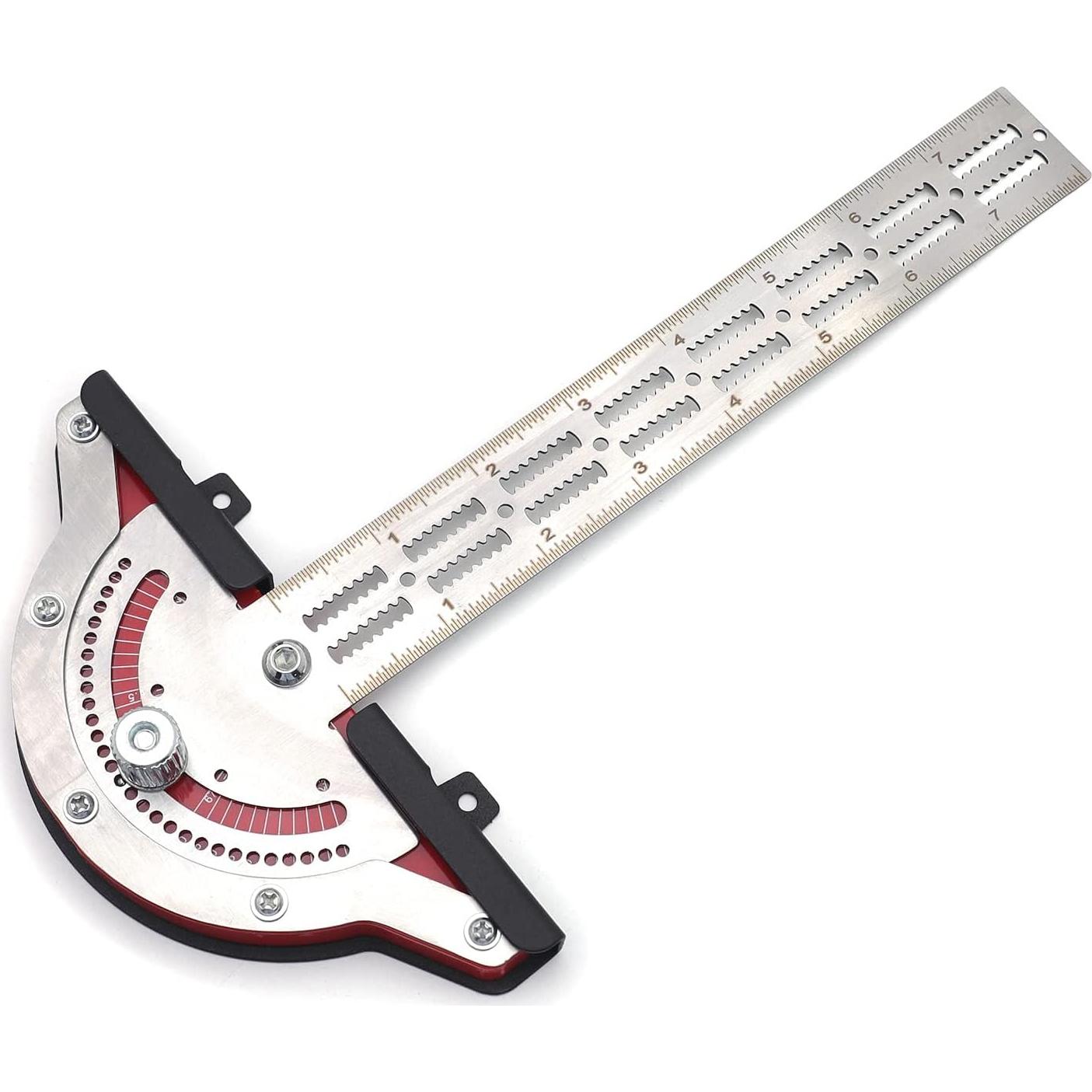 HTTMT- 8" Woodworker Edge Ruler 0-70°Adjustable Protractor Angle Finder Two Arm Carpentry Ruler Measure Layout Tool [P/N: ET-TOOL041-10-RAW]…