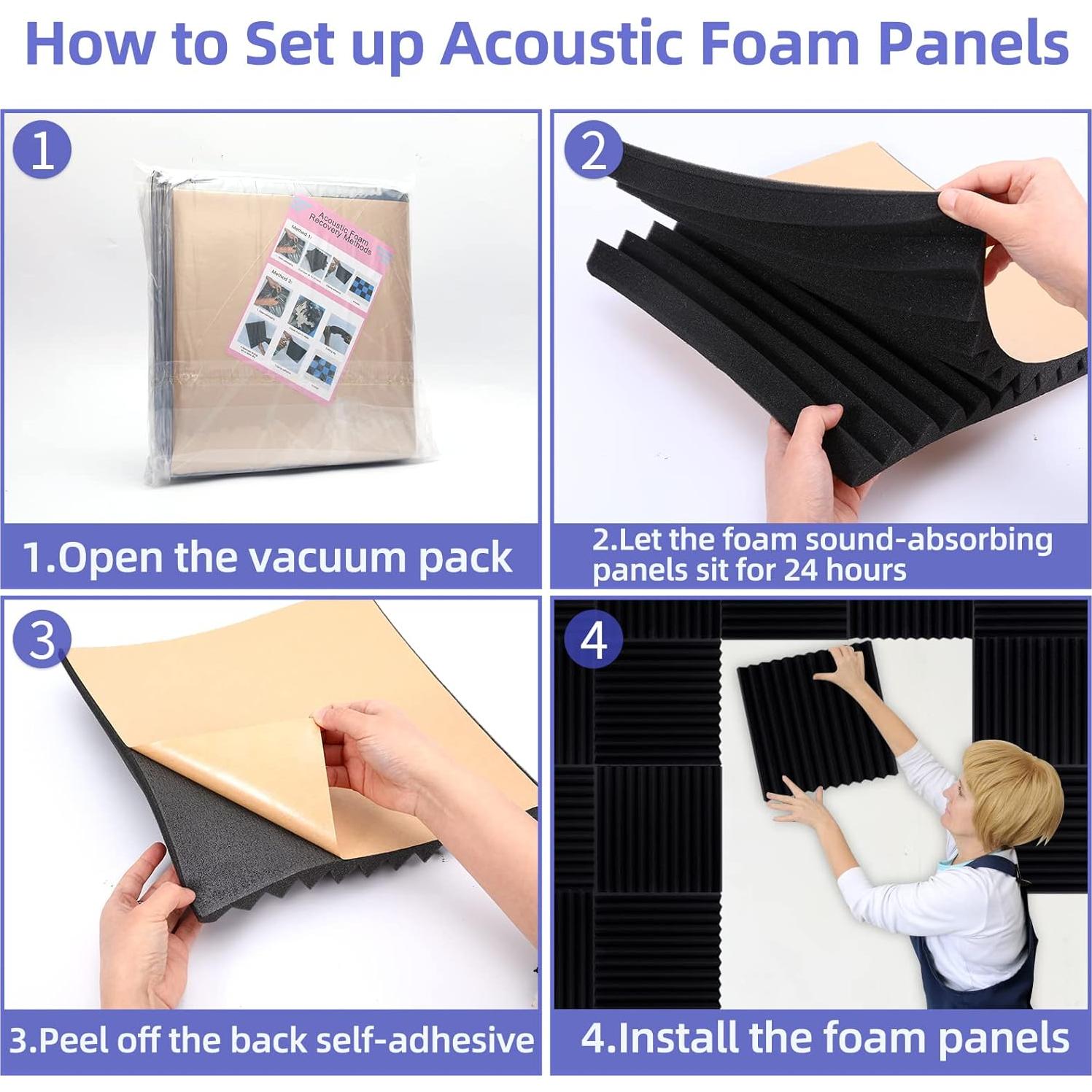 Paquete de 12 Paneles Acústicos Dmsky 30x30 cm Autoadhesivos