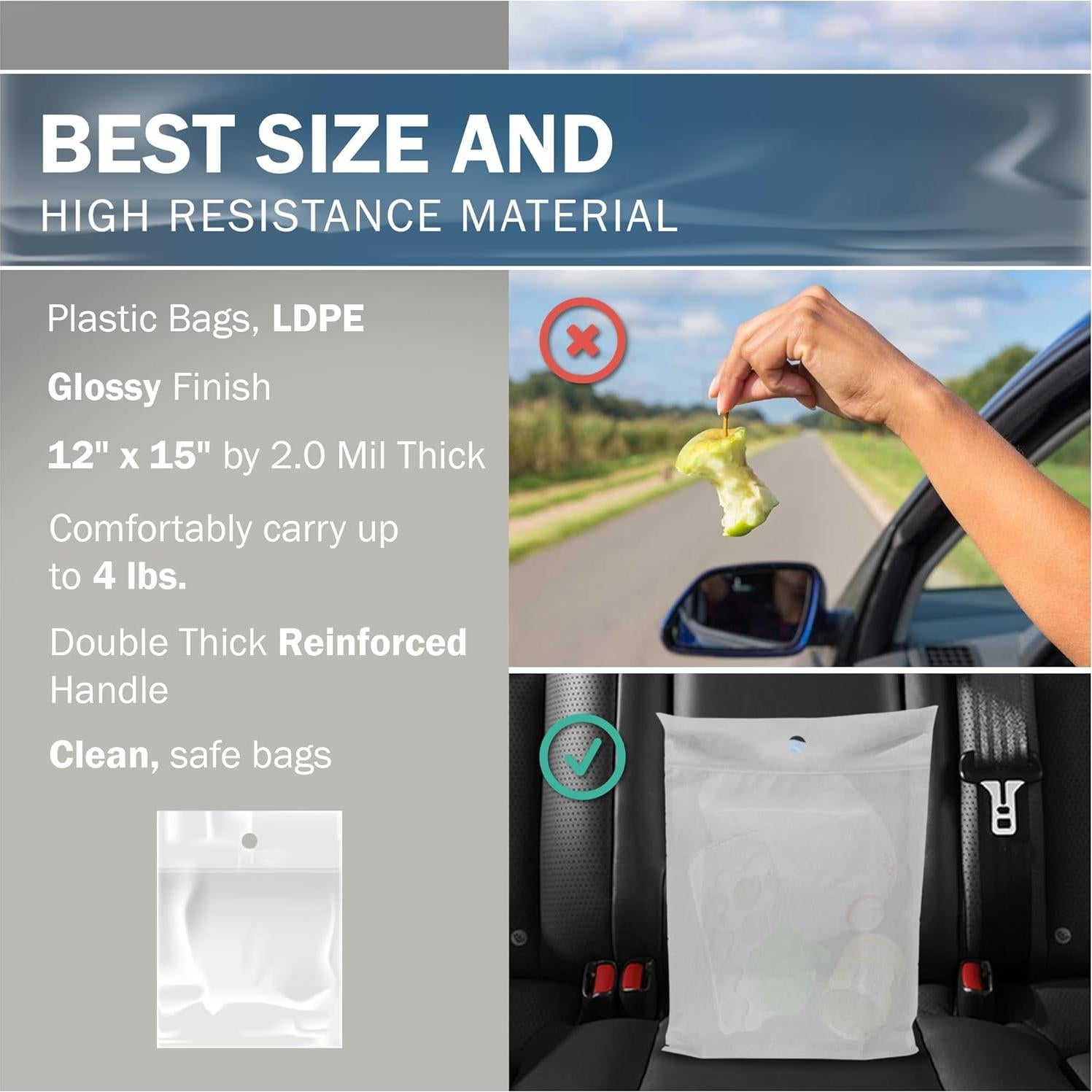 Bolsas de Basura para Autos PPB - 50 Pcs Blancas 30.48x38.1 cm