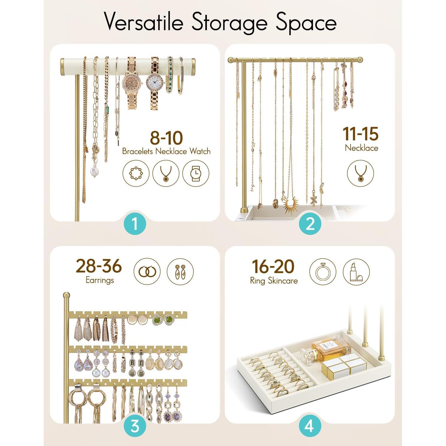 Organizador de Joyería Vlando Blanco Nube con Soporte para Anillos