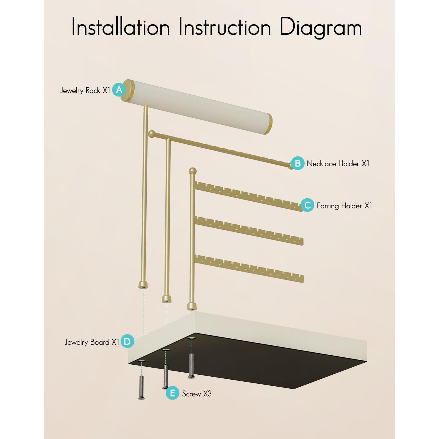 Organizador de Joyería Vlando Blanco Nube con Soporte para Anillos