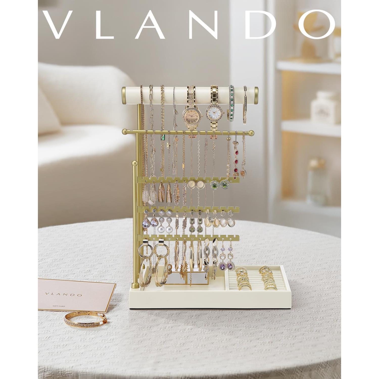 Organizador de Joyería Vlando Blanco Nube con Soporte para Anillos