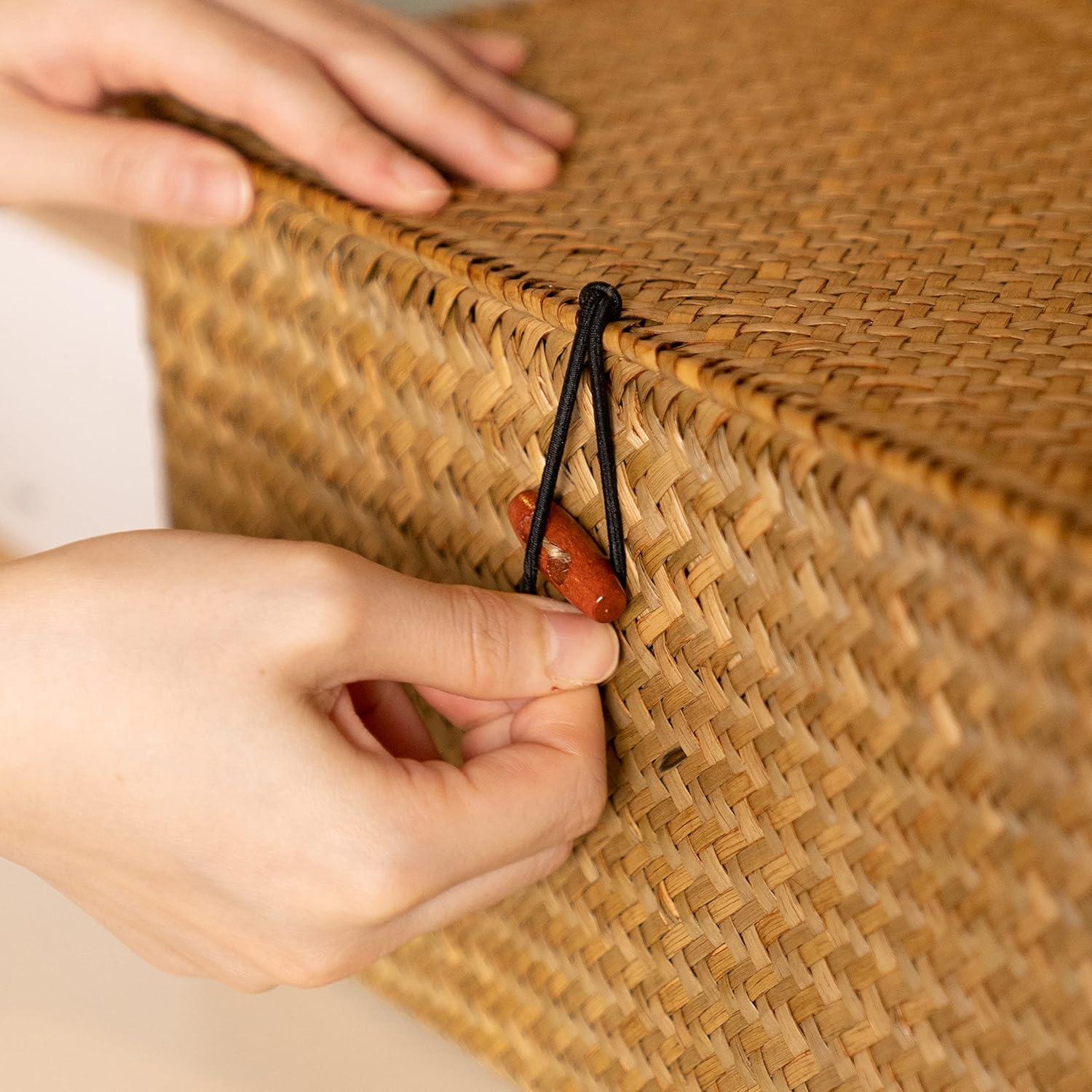 Cestas de Almacenamiento YANGQIHOME 4 Piezas Mimbre Natural