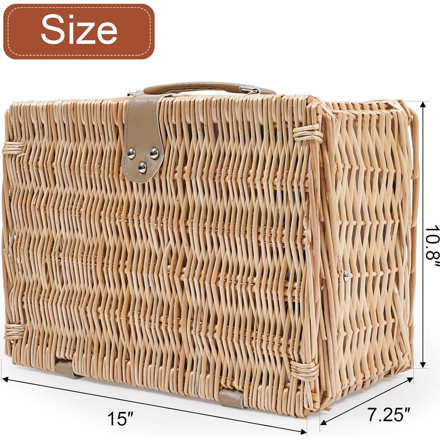 Cesta de Picnic de Mimbre ZORMY para 2 Personas con Aislamiento