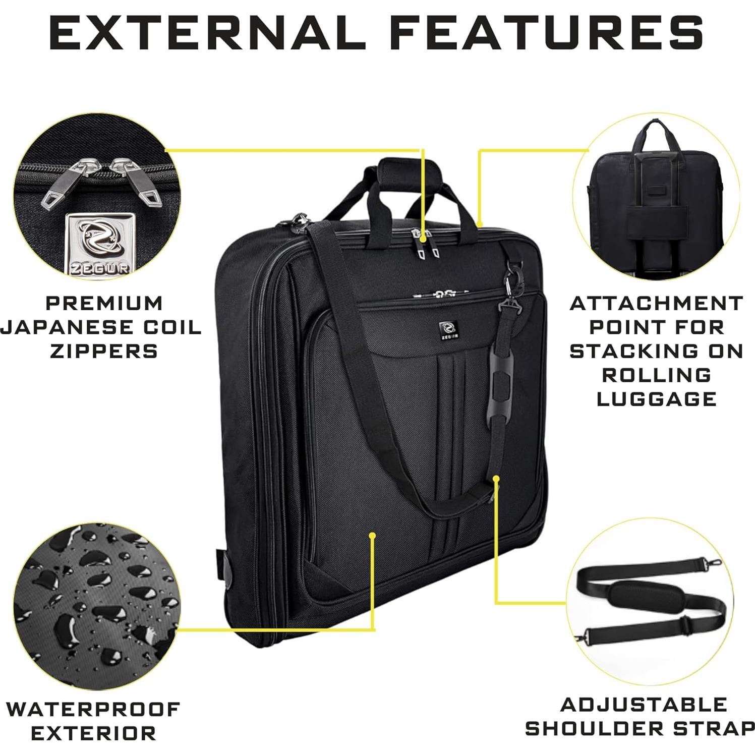 Bolsa de Traje Zegur Premium Negra para Viajes y Negocios