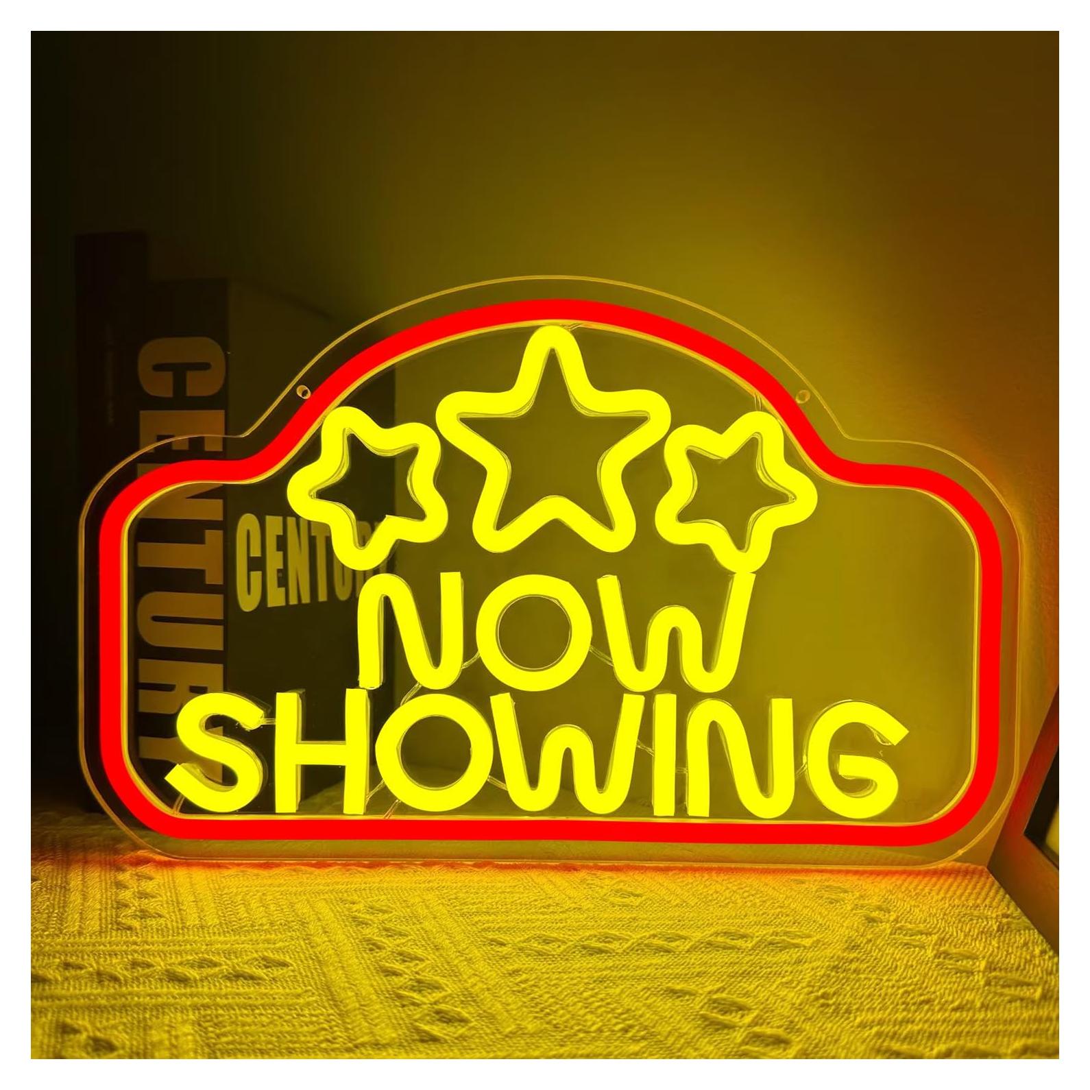 Cartel de Neón LED CinsYarn Ahora Mostrando 30x10 cm