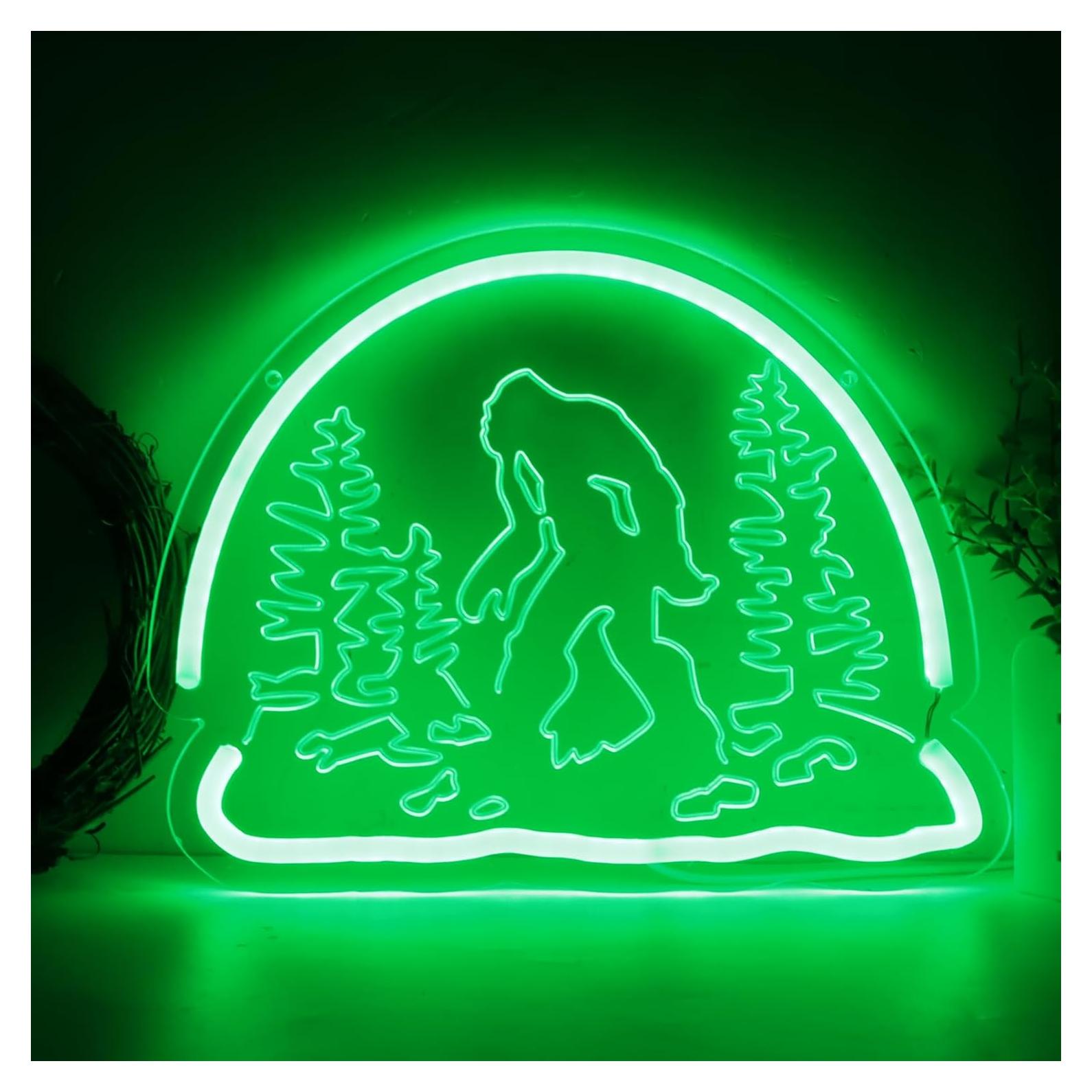 Luz de Neón Bigfoot Sasquatch Verde 33x33 cm para Decoración