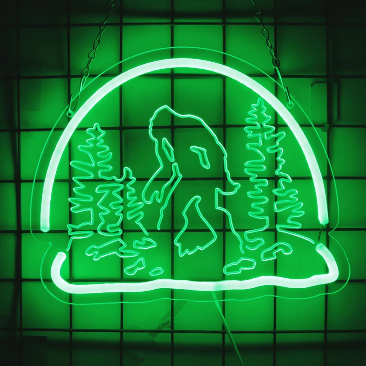 Luz de Neón Bigfoot Sasquatch Verde 33x33 cm para Decoración