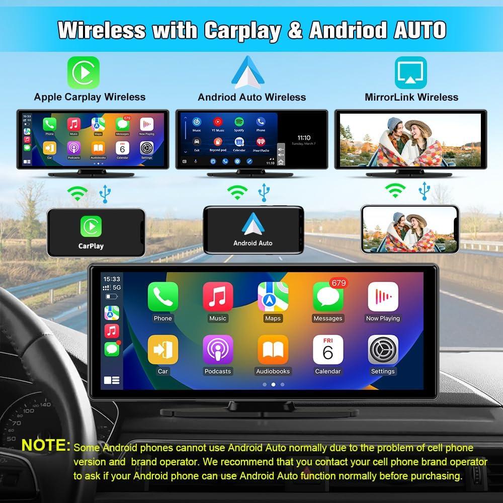Pantalla Portátil 10.26" Pyniro CarPlay Android Auto GPS