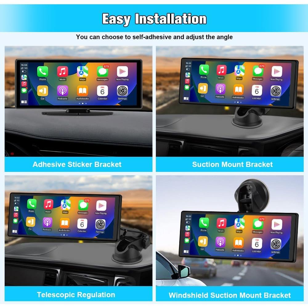 Pantalla Portátil 10.26" Pyniro CarPlay Android Auto GPS