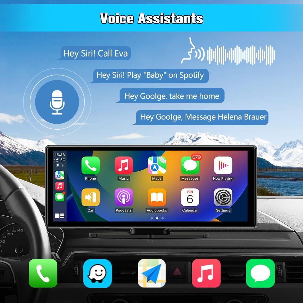 Pantalla Portátil 10.26" Pyniro CarPlay Android Auto GPS